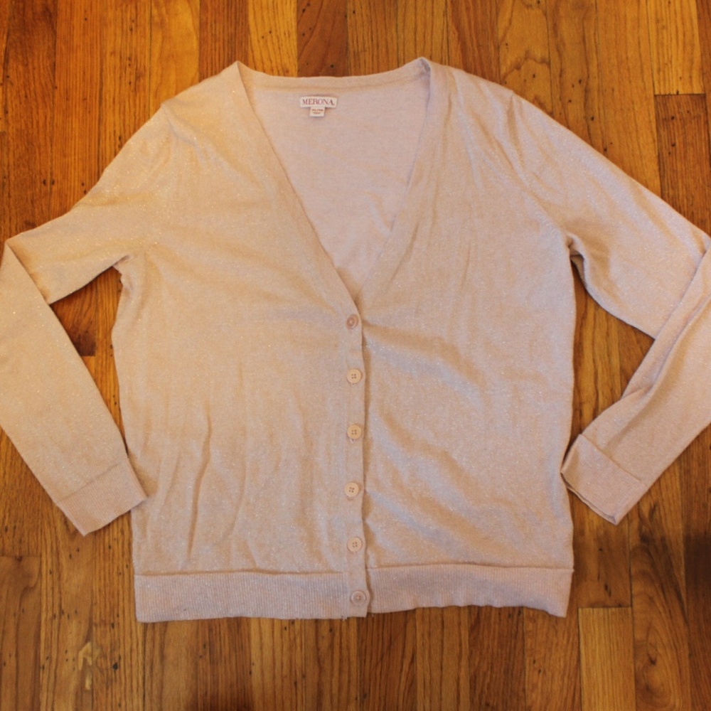 Merona light dusty pink glitter cardigan